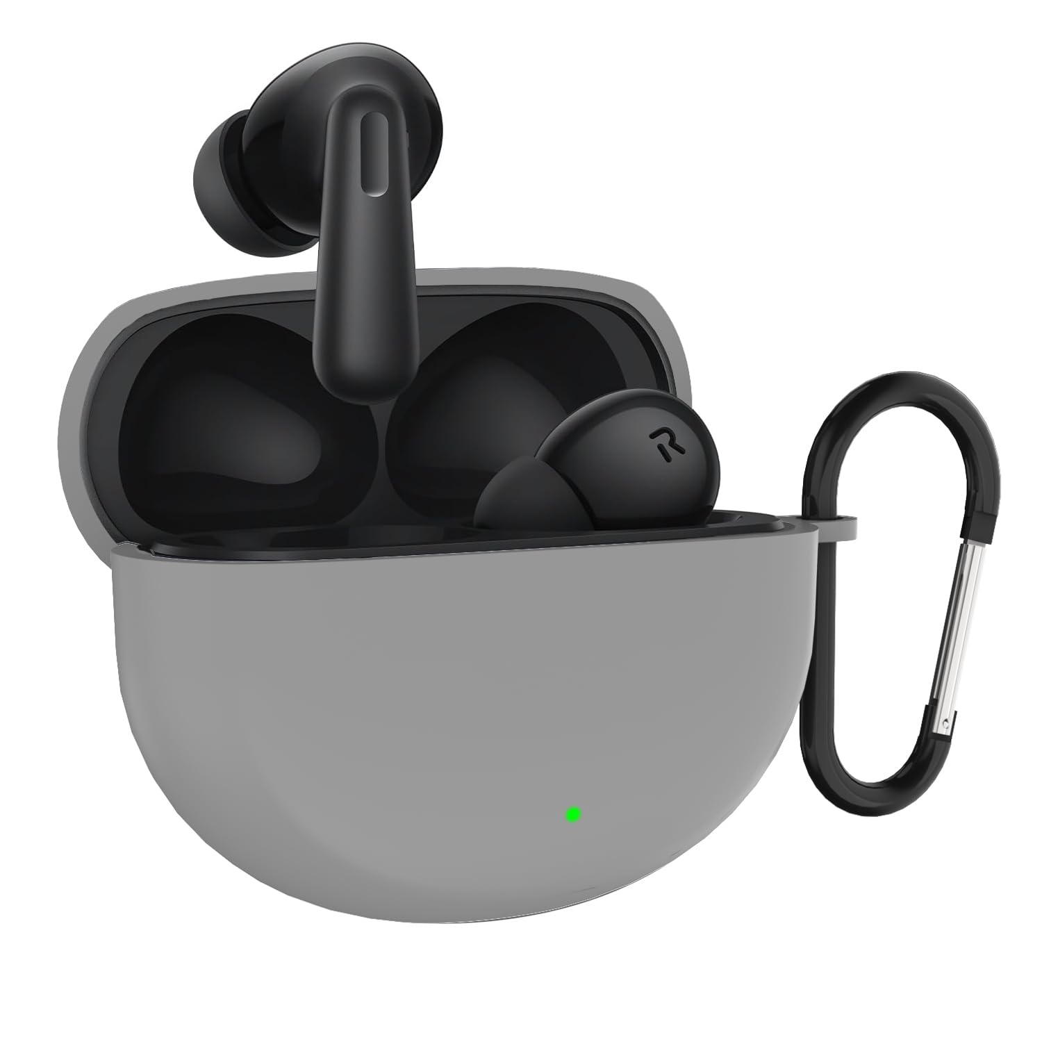 Sounce Earphone Case Cover Compatible for OnePlus Nord Buds 3, OnePlus Nord Buds 3 Pro Soft Silicone Skin Case Cover Shock-Absorbing Protective Case with Keychain [Front LED Visible] (Grey)