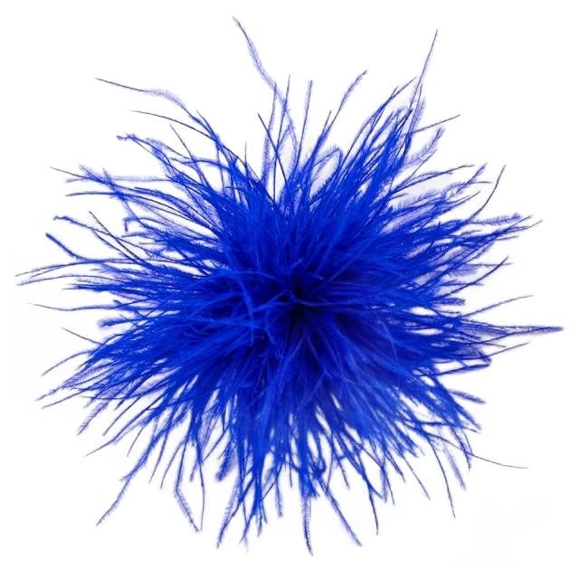 Image of Dark Blue Feather Brooch Feathers Corsages for Party Wedding Dress Decorations Ostrich Feather Hair Clip Lapel Pins Headwear Hairpin Hairband for Women Girl