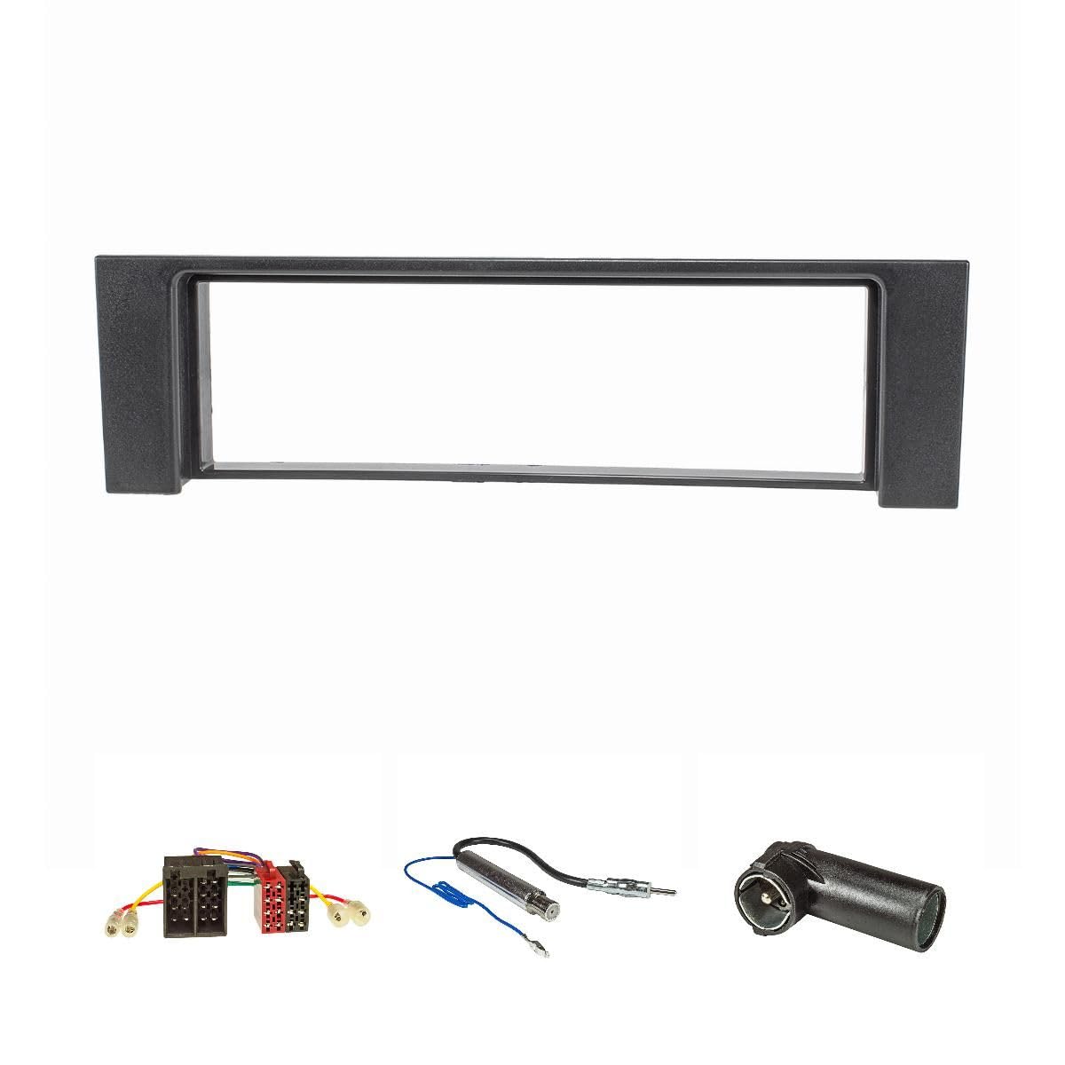 tomzz Audio 2403-013 Radio Panel Conjunto Compatible con Audi A4 B6 8E 8H Negro con Adaptador de Radio ISO Adaptador de Antena de alimentación Fantasma DIN ISO