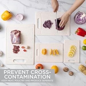 Cook with color non slip cutting board setkitchen essentials with easy grip handle for meat veggies and fruits 4 cutting boards white  urban country home decor
