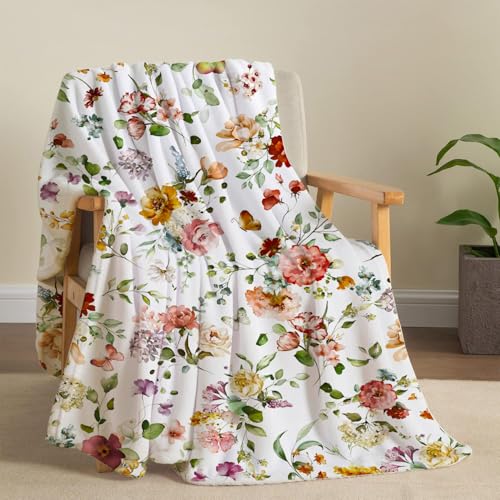 Manta para sofá Yersion acuarela flores tamaño 50 x 60 pulgadas miniatura 1
