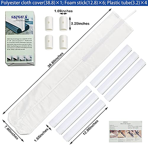 Door Draft Stopper, Under Door Draft Stopper Shmily Adjustable Size From 32" To 38", Cover Gap Up To 1.5". Dust-Proof, Draft-Proof, Water-Proof, Winter-Proof, Block Light, Block Noise(White) #TOP2