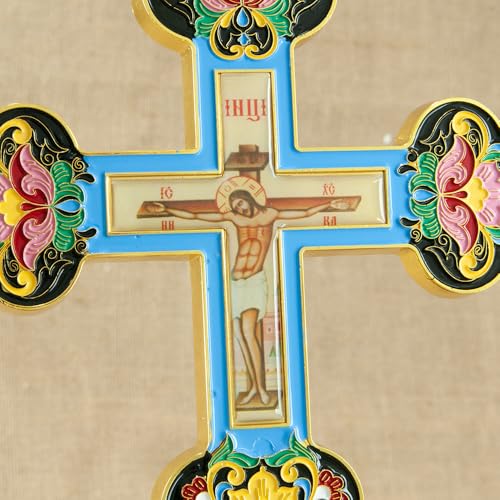 RZRHMUHN Cruz ortodoxa, crucifixo realista, presente religioso, crucifixo de liga de metal banhado a