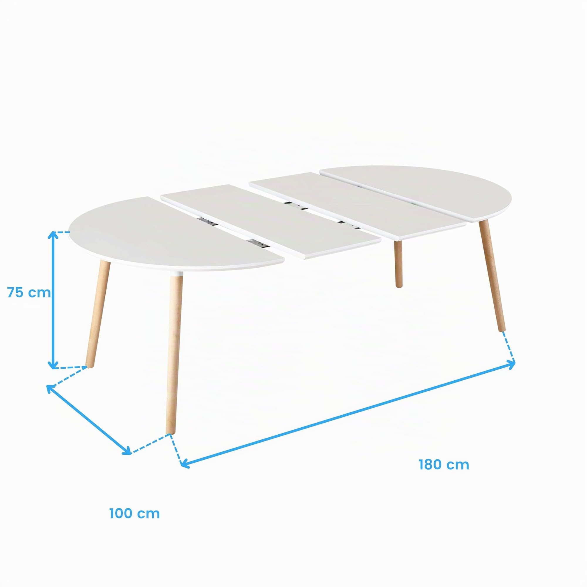 Miroytengo Mesa Comedor Extensible Copo Blanco Mate y Haya 140-180x100 cm