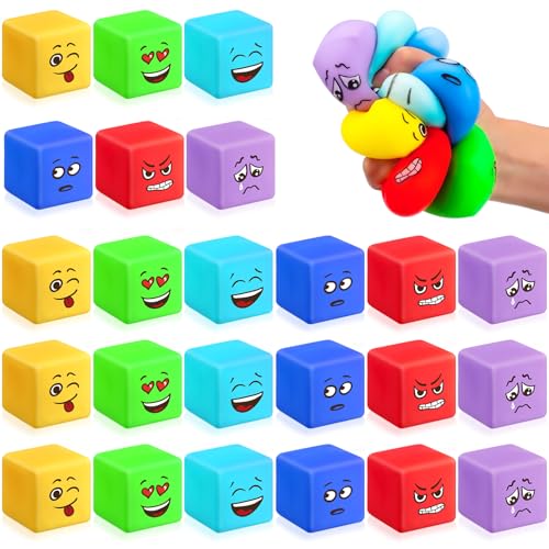 Meooeck 24 Pcs Slow Rising Stress Cube Square Fidget Ice