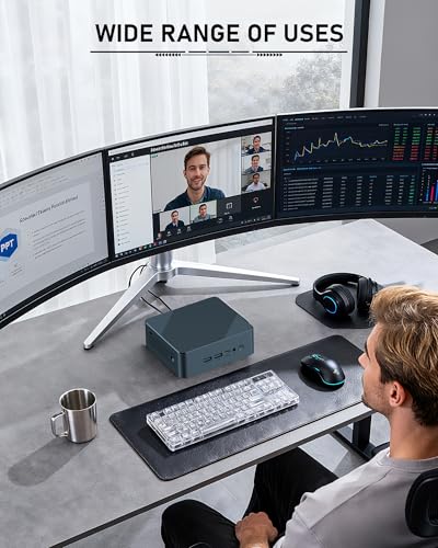 Image of Getorli Mini PC, AMD Ryzen 5 3550H（Max 3.7GHz） 16GB DDR4 1TB SSD，Mini Desktop Computer Support 4K@60Hz Dual HDMI /USB-C /WiFi 5 /BT5.0 for Home Office, Business & Light Gaming