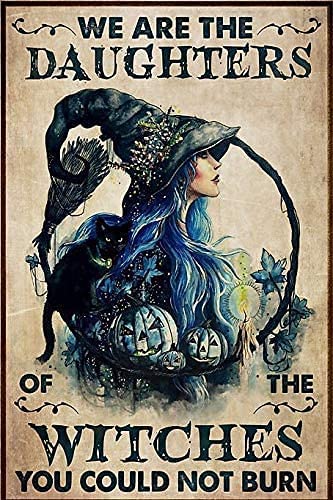 We are the daughter of the witch cat targa in metallo vintage decorazione da parete alluminio metallo we are the daughter of the witch cat halloween poster in metallo coffee shop bar club school wall