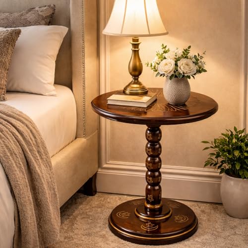 Image of Wooden Nesting Table, End Table for Living Room Side Table for Bedroom Pedestal Modern Coffee Table (Brown)