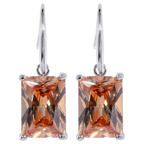 Yazilind Zirkonia CZ Dazzling versilbert Princess Flawless Haken baumeln Ohrringe Champagne