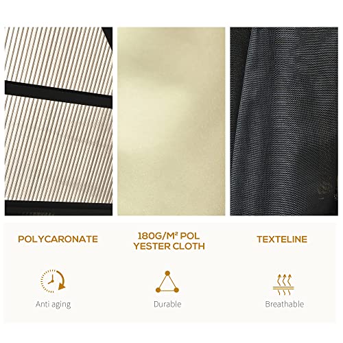 Outsunny 3.6 x 4m Hardtop Gazebo Canopy with Polycarbonate Roof and Aluminium Framework, Garden Pavilion with Insect Netting and Curtains - Image 5