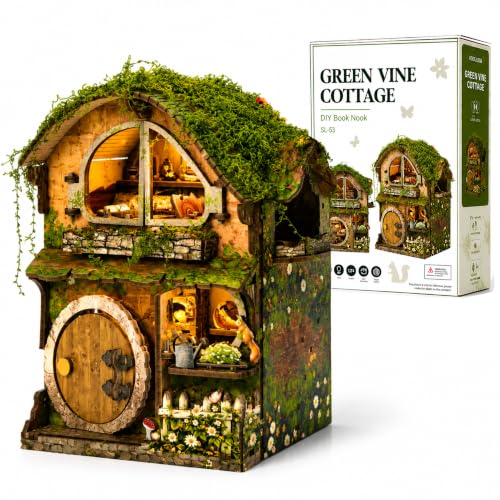 VOXLIGNA DIY Miniature House Kit, Fairy-Tale Forest Cottage Book Nook