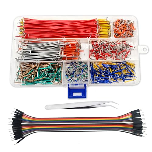 840 Pcs Breadboard Jumper Wire Cables for Arduino, 14 Values, 2 mm/0.08"-125 mm/4.92" U-Shape Magnetic Jumper Wires Assortment kit &amp; 20Pcs 20cm/8 inch Length Dupont Cable Assorted Kit