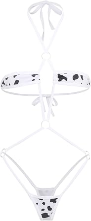 Womens One-Piece Sling Shot Micro Bikini Deep V-Neck Halter Thong Teddy Bodysuit