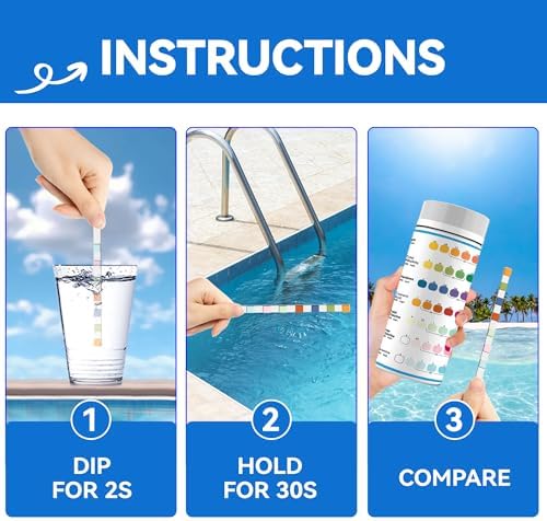 Yiffer 175-Count 7-Way Pool Test Strips,Water Chem Test Hot Tub Spa - 3