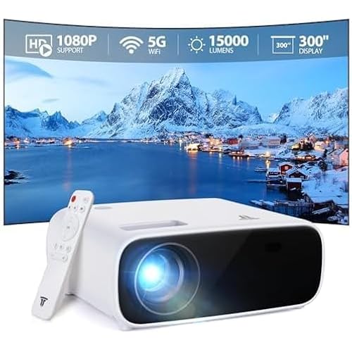 Projector, Native 1080P Projector with WiFi and Bluetooth, Portable Outdoor Movie Mini Projector Compatible with iOS/Android/Laptop/HDMI/PC/TV Stick/USB