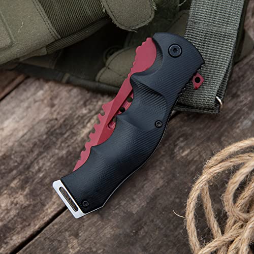 Dispatch Tactical Folding Pocket Knife Tanto Serrated Clip Point Blade, Liner Lock And Sheath For Outdoor Rescue Camping Hiking Edc #TOP5