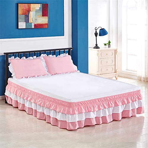 HUATAN Faldón de Cama Doble Individual con Bandas elásticas, faldones de Cama de Ajuste fácil Resistentes a la decoloración Cambio de Imagen rápido del Dormitorio,E,120 * 200 * 38cm