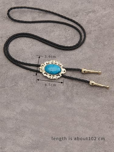 Image of GelConnie Native American Bolo Tie Rodeo Cowboy Leather Necktie Western Necklace Costume Accessories for Men,Women