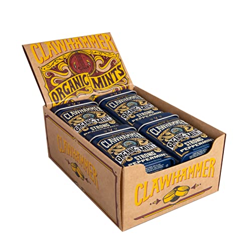 Clawhammer Organic Mints - Naturally Flavored Breath Mints - Intense Breath Freshening Candy Mints - Strong Peppermint, 30 Count Tin (Pack Of 12) #TOP1
