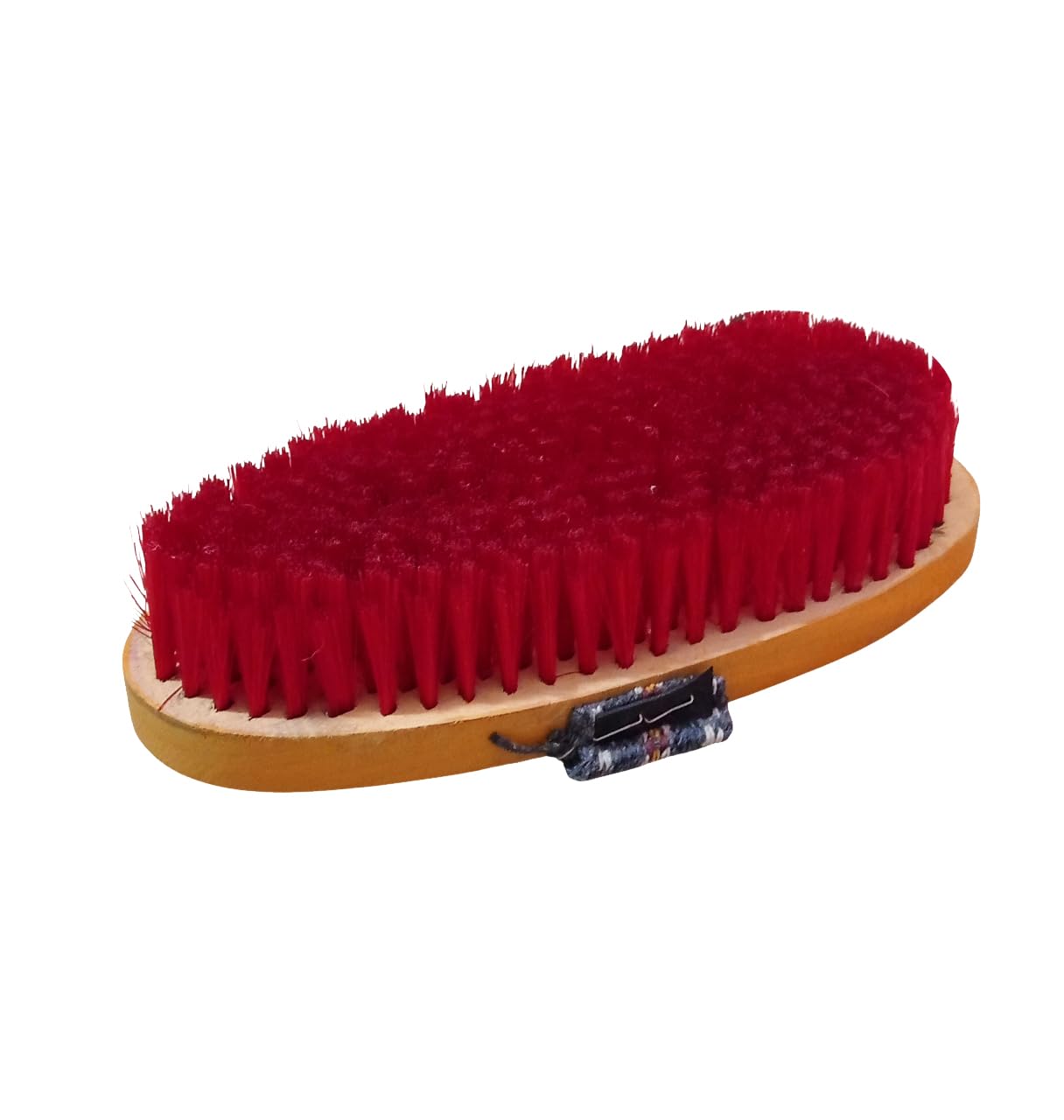 Wooden Horse Grooming Brush with Handle, Red and Yellow