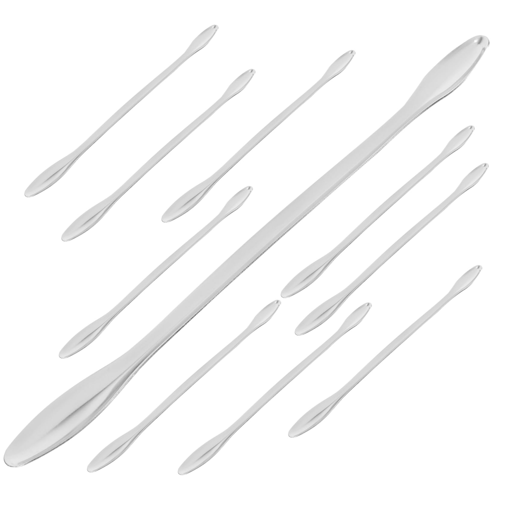 SOLUSTRE 10pcs Double-Head Metal Measuring Spoons Laboratory Sampling Spoon Sturdy for Cosmetics Research
