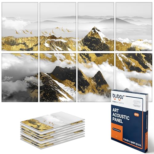 BUBOS 8 Pack Acoustic Wall Panels - High-Density Polyester Sound Absorbing Panels, Decorative Print...