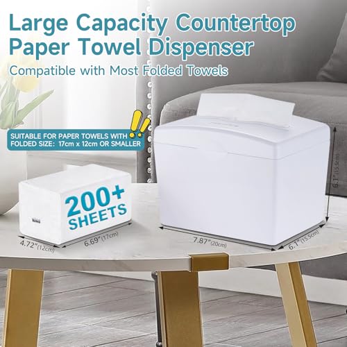 Pollock Tischspender, Papierhandtuchspender für Multifold Papierhandtücher, Tisch Serviettenspender, Tissue Boxspender, Große Kapazität, Handtuchspender für Küche Restaurant Badezimmer Büro - Weiß