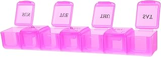 COSMEVIVI Pastillero Semanal Compacto Pastillero Portátil de Color Rosa Estuche de Viaje Diario Pequeño Organizador de para Exteriores