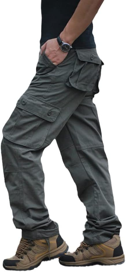 Men's Tactical Cargo Pants Casual Multi Pockets Military Pants Army Straight Slacks Long Trousers