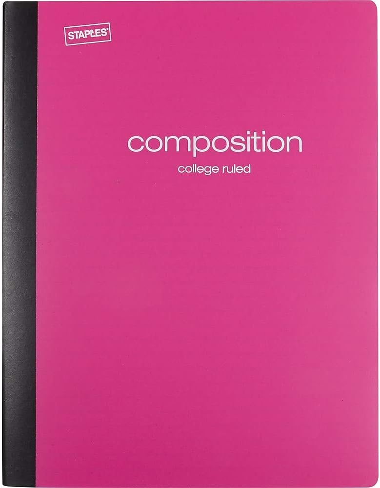 STAPLES Poly Composition Notebook, 9.75” x 7.5”, College Ruled, Assorted Colors, 24‑Pack