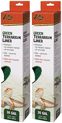 (2 Pack) Reptile Terrarium Bedding Substrate Liner, Green - 30 Gallon