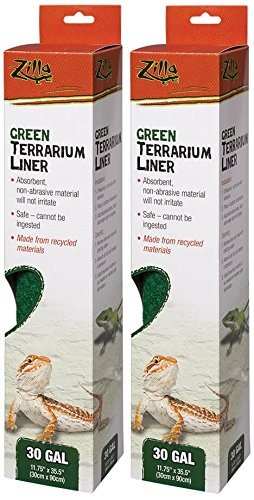 (2 Pack) Zilla Reptile Terrarium Bedding Substrate Liner, Green - 30 Gallon #TOP16