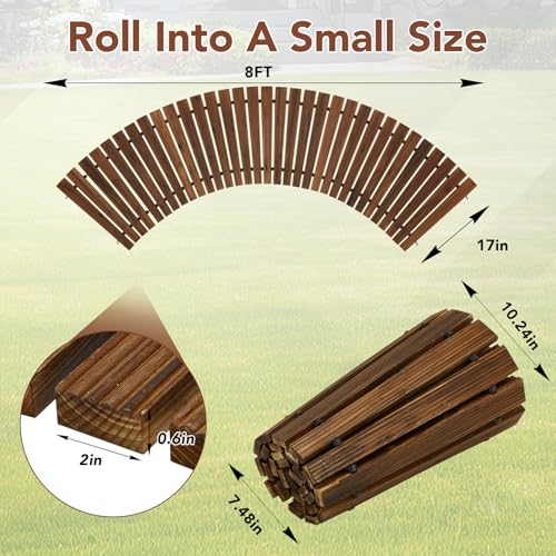 Buymoth 6FT Wooden Garden Pathway,Roll Out Decorative Curved Outdoor Walkway,Weather-Resistant & Non-Slip Patio Boardwalk for Garden,Backyard, Beach, Wedding Party Pathways(Brown, 6') — view 2