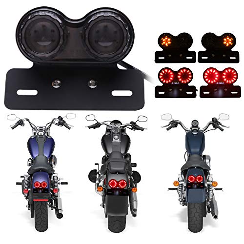 Rich Choices 40W 40LEDs Motorcycle Tail Light Integrated Driving&Brake Light Turn Signal Lamp With License Plate Bracket Compatible with Honda Harley Yamaha Suzuki Kawasaki