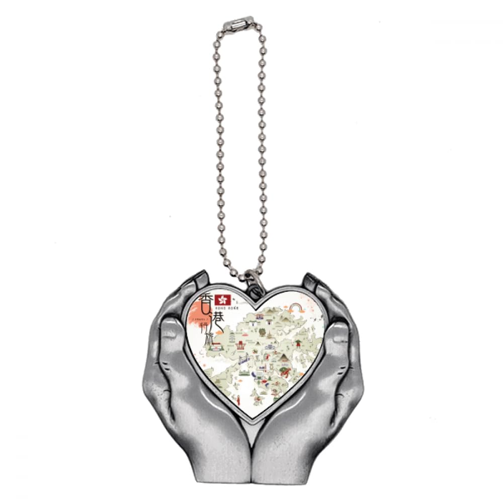 Porte-clés en forme de cœur et son pendentif Hong Kong pour vos trajets