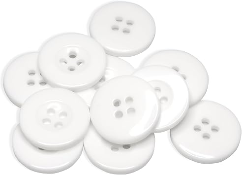 12 Pcs White Sewing Buttons 0.75 Inch 30L, 4 Hole Round Plastic Buttons for Coats, Pants, Shirts, Cardigans, Sewing and Craft Projects