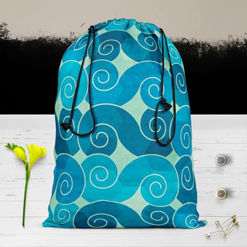 Image of ArtzFolio Spiral Waves | Reusable Sack Bag | Bag for Gym, Storage, Vegetable & Travel