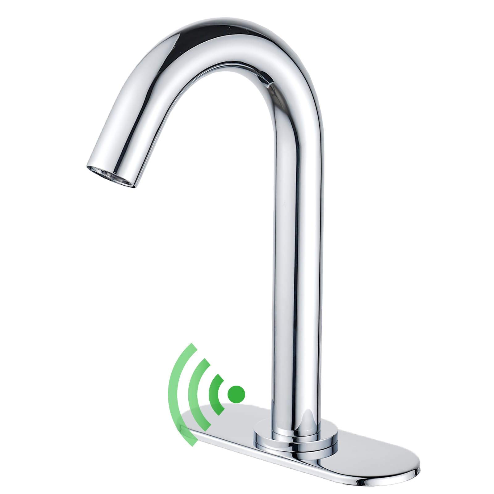 RUITHOE Touchless Bathroom Faucet Chrome Automatic Sink Faucet Sensor Basin Vanity Lavatory Commercial Hand-Free Water Tap Temperature Mixer Tap Public