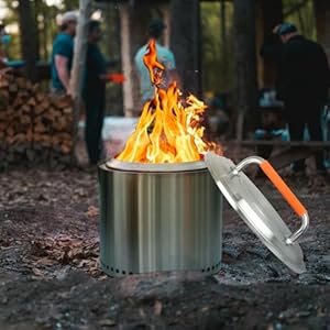 Fire pit lid accessory for bonfire fire pit 20 inch lid 304 stainless steel with heat resistant handle for solo stove bonfire 195  urban country home decor