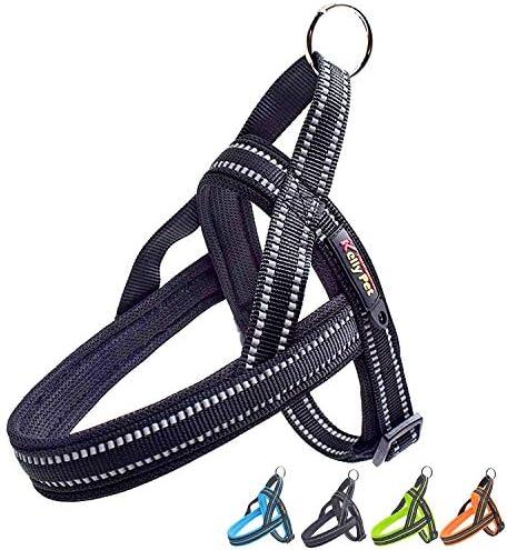 Fas Plus Dog Harness No Pull Easy Padded Pet Harness with Adjustable Botton Front Clip Reflective Puppy Harnesses for Small Medium Large Dogs