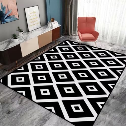 Tapis carré bleu 200x200cm moderne et géométrique pour le salon et la chambre - 2