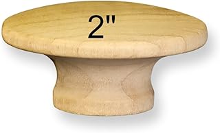10 Pcs - 2" Round Wood Drawer Knob - Birch Cabinet Knob Pulls - Unfinished Mushroom Style Knobs for Cabinets or Drawer Knobs with Screws - Fancy Bifold Wardrobe Cupboard Handles