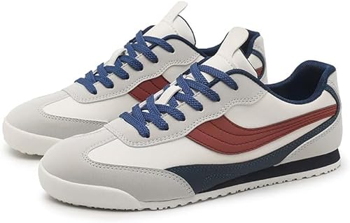 FYEONCVS Men's Leather Retro Sneakers, US 9.5, Wide