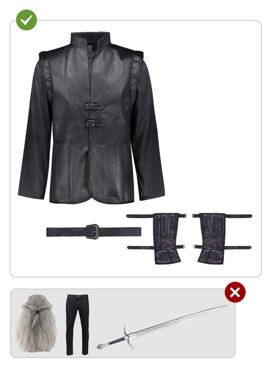 Funidelia | Costume di Geralt - The Witcher per uomo Videogiochi, Films & Series, Netflix, Geralt di Rivia - Costume per Adulto e accessori per Feste, Carnevale e Halloween - Nero