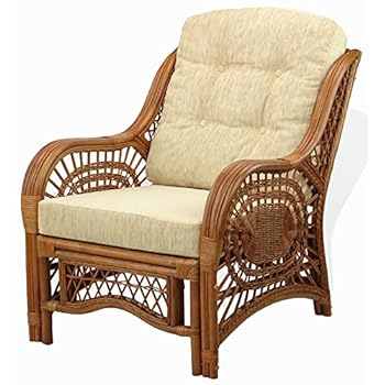 Alternative view of Malibu Lounge Living Accent Armchair Natural Rattan Wicker Handmade Design with Cream Cushion, Colonial