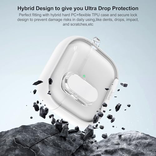 Image of Aircawin for Airpods 4 Case Clear,Secure Lock for Airpods 4th Generation Case Cover with Phone Stand and Magsafe Function,Auto Pop-up,Hybrid Protection Design with Carabiner&Cleaning Pen-White