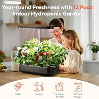 owltron Hydroponics Growing System Kit, 12 Pods Indoor Herb Garden with 24W LED Grow Light Full Spectrum, Planting Height Up to 20", Quiet Water Pump, Indoor Gardening for Gifts, Kitchen, Matte Black — image 2