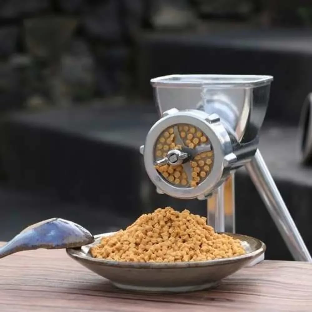 Mały ręczny granulator, przynęta na ryby, karma dla ptaków, karma dla papug, kurczak, kaczka, kot, pies, królik, karma dla szczurów, domowe narzędzie do granulacji do użytku domowego (srebrzysty