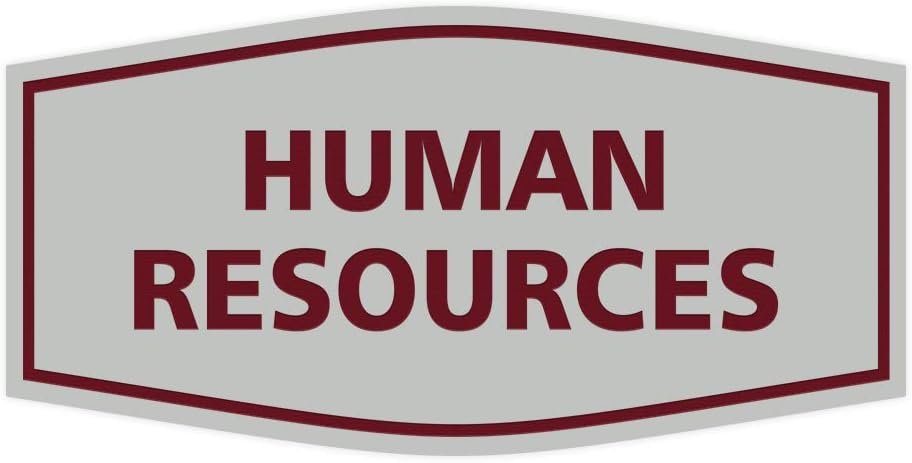 Signs ByLITA Fancy Human Resources Sign with Adhesive Tape, Mounts On Any Surface, Weather Resistant, Indoor/Outdoor Use (Light Grey/Burgundy) - Medium