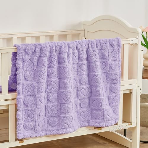 Image of Yurhap Heart Baby Blanket, Love Plush Fleece Baby Blankets for Girls Boys | Soft Sherpa Baby Girl Blanket for Infant Toddler Newborn Gift, Fluffy Baby Essentials, For Crib Stroller, 30 inchx40 inch